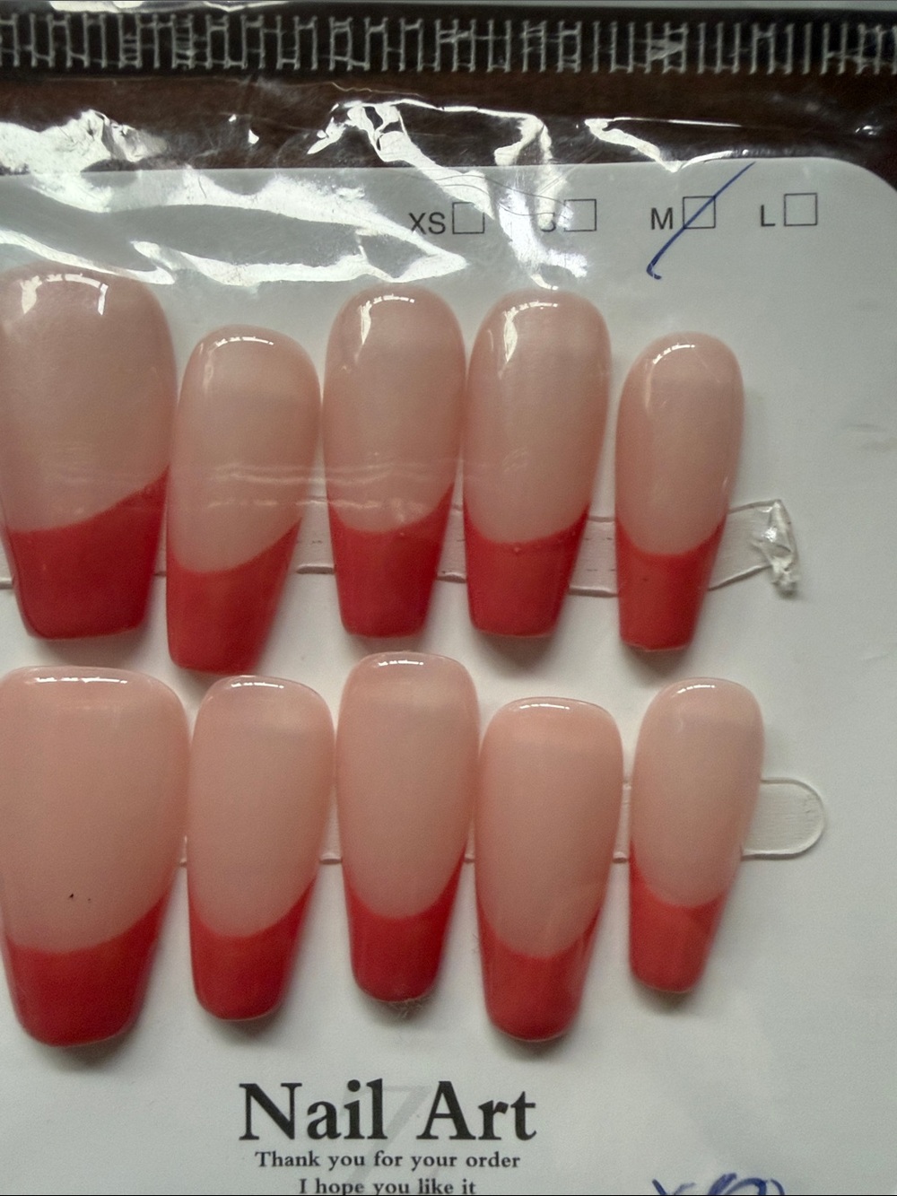 Nail Art Coral French Tip Press-On Nails - Women Bath & Body